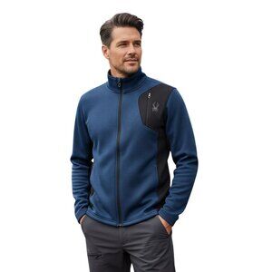 Spyder Navy Black Frontier Raider Full Zip Sweater Jacket Pockets Size L